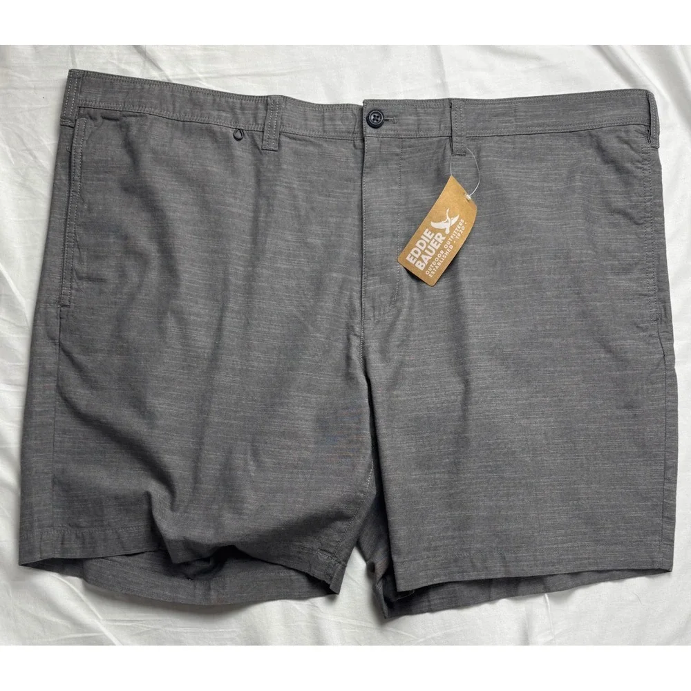Eddie Bauer Mr Camano Short 2.0 Solid Mens 44 Gray Classic Fit Cotton Shorts NEW